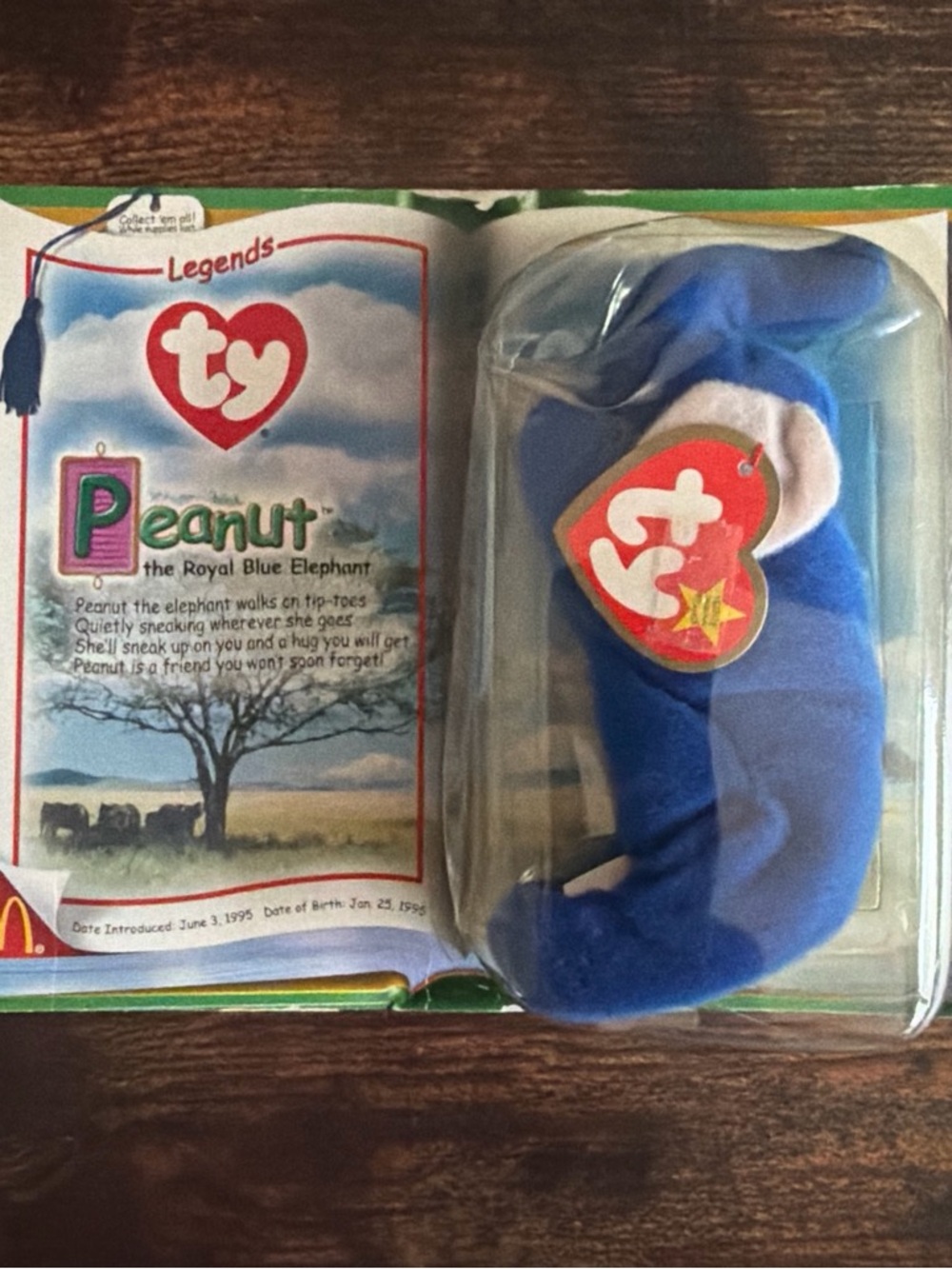 Ty Peanut Royal Blue Elephant Beanie Baby Plush